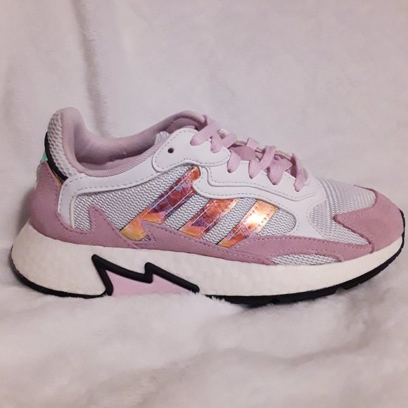 Adidas Pink and White Iridescent Tresc Run J Sneakers - Picture 2 of 8